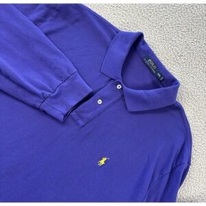 Polo Ralph Lauren Polo Shirt Mens 2XL Purple Yellow Pony Long Sleeve Cotton